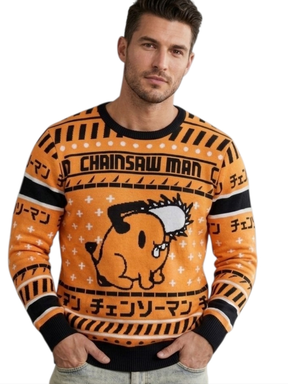 BOXLUNCHChainsaw Man Chibi Pochita Holiday Sweater - SIZE XS